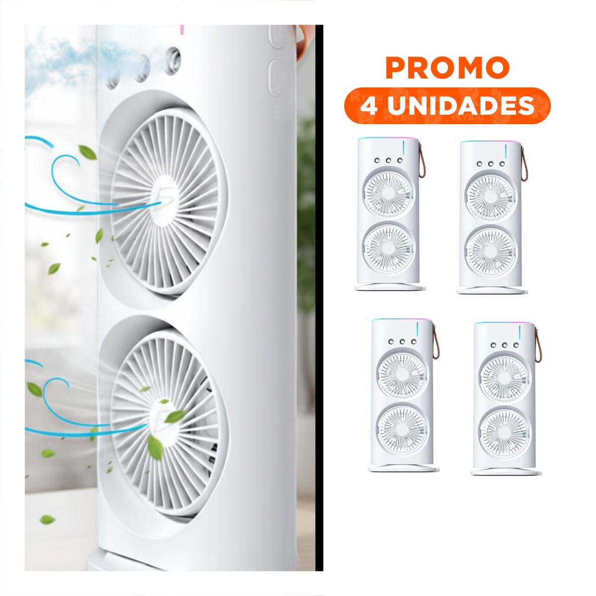 PACK4 NEBULIZADOR VENTILADOR PARA AMBIENTE DE CASA CON 2 VENTILADORES BLANCO Y+REGALO STICKER - 1