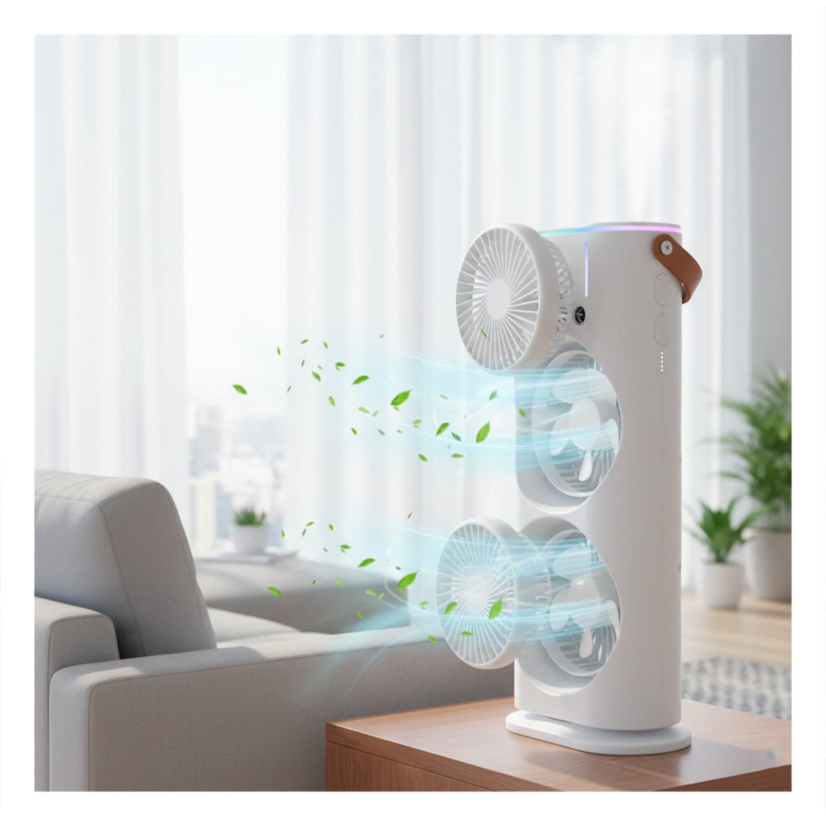 NEBULIZADOR VENTILADOR VERTICAL PARA AMBIENTE CON 2 VENTILADORES BLANCO - 1