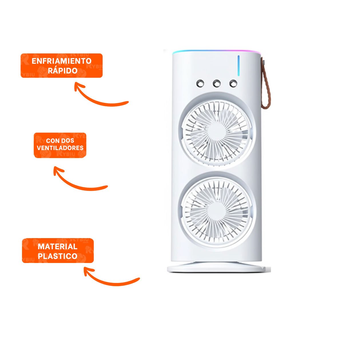 NEBULIZADOR VENTILADOR VERTICAL PARA AMBIENTE CON 2 VENTILADORES BLANCO - 3