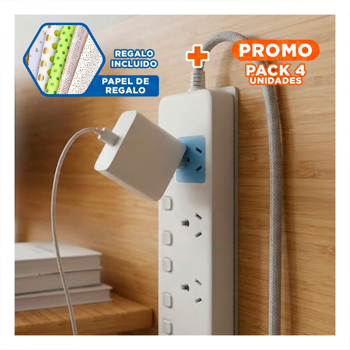PACK6 MONTAJE PEGANTE PARA EXTENSION BLANCO 10X4CM SOPORTE PARA EXTENSIONES - 1