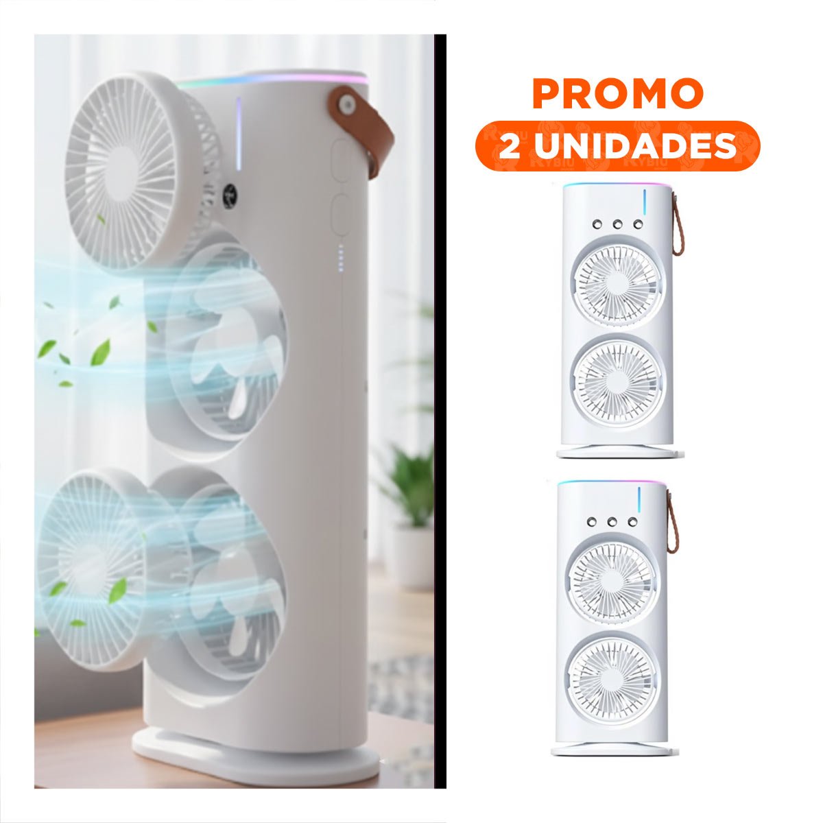 PACK2 NEBULIZADOR PARA AIRE DE SALA CON 2 VENTILADORES VERTICAL BLANCO - 1