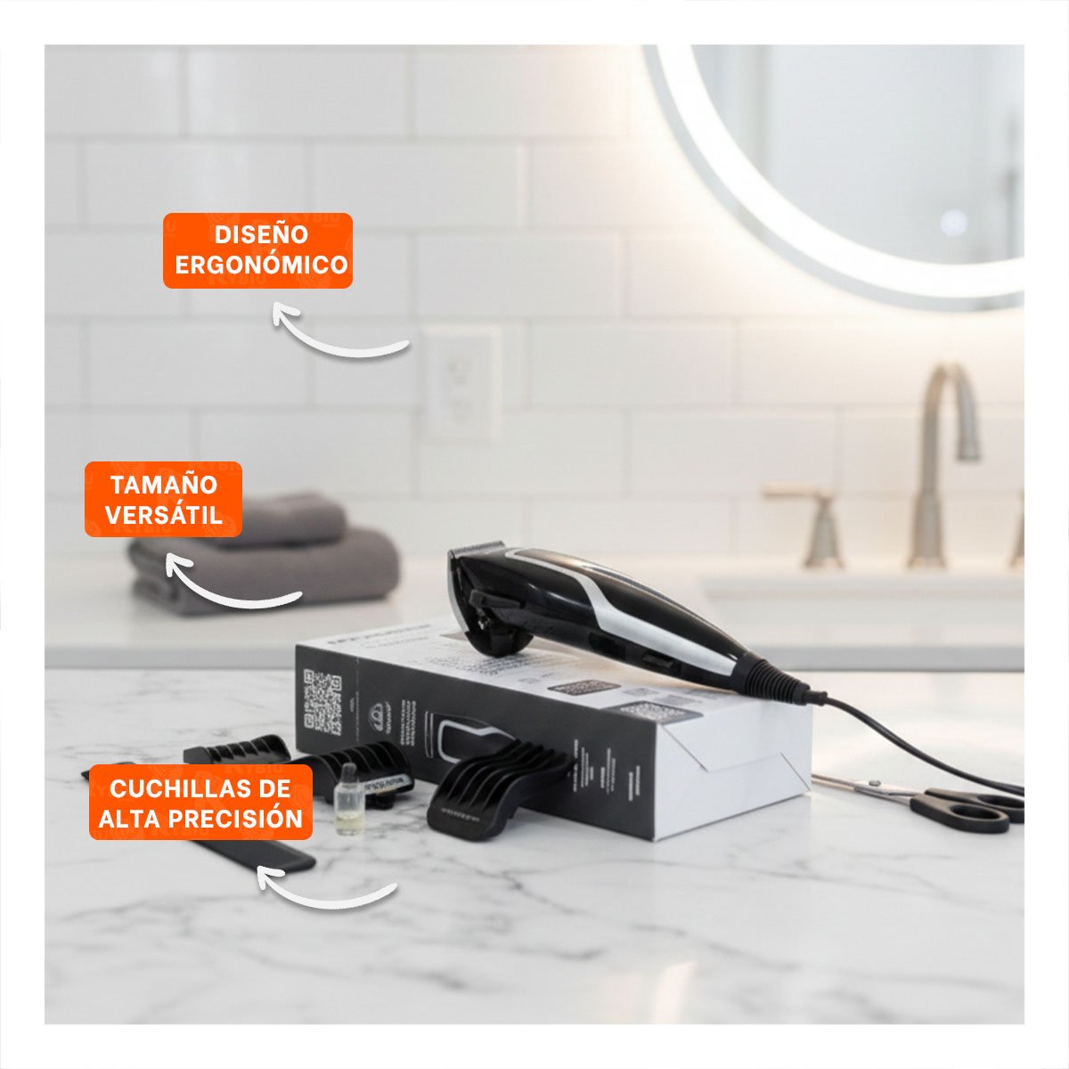 RECORTADORA CABELLO PREMIER NEGRA PARA CORTE DE CABELLO EN CASA Y+POST IT - 2