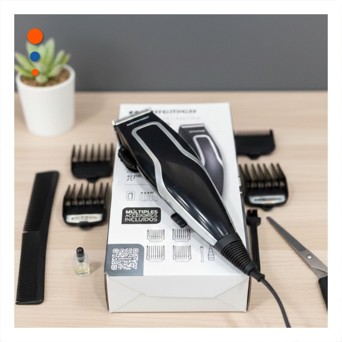 RECORTADORA CABELLO PREMIER NEGRA PARA CORTE DE CABELLO EN CASA Y+POST IT - 3