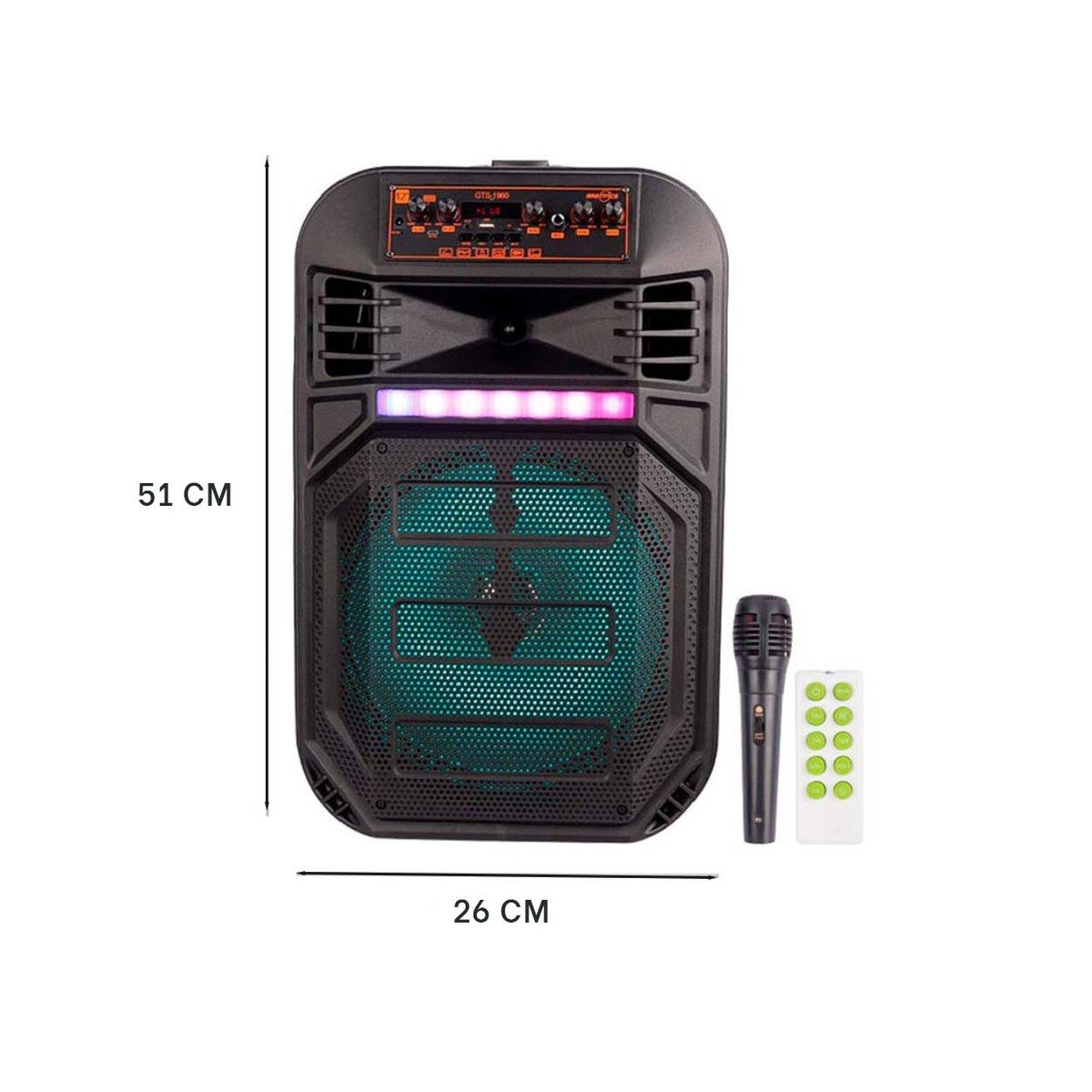 AUDIO RECARGABLE PARA PARLANTE 12 PULGADAS NEGRO CON LLANTAS RECTANGULAR Y+REGALO STICKER - 4
