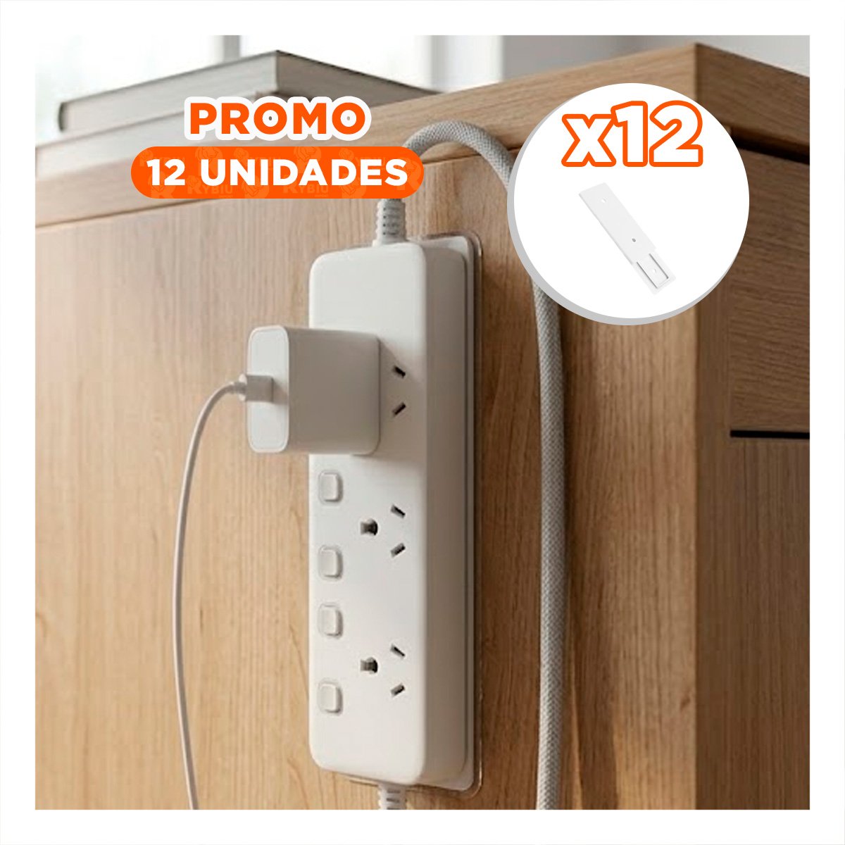 PACK12 BASE ADHESIVA PARA EXTENSION BLANCO 10X4CM SOPORTE FIJACION EXTENSION - 1