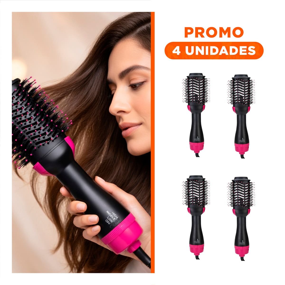 PACK4 DESENREDADOR PEINADOS COMPACTOS ROSADO 2 EN 1 INALAMBRICO Y+REGALO STICKER - 1