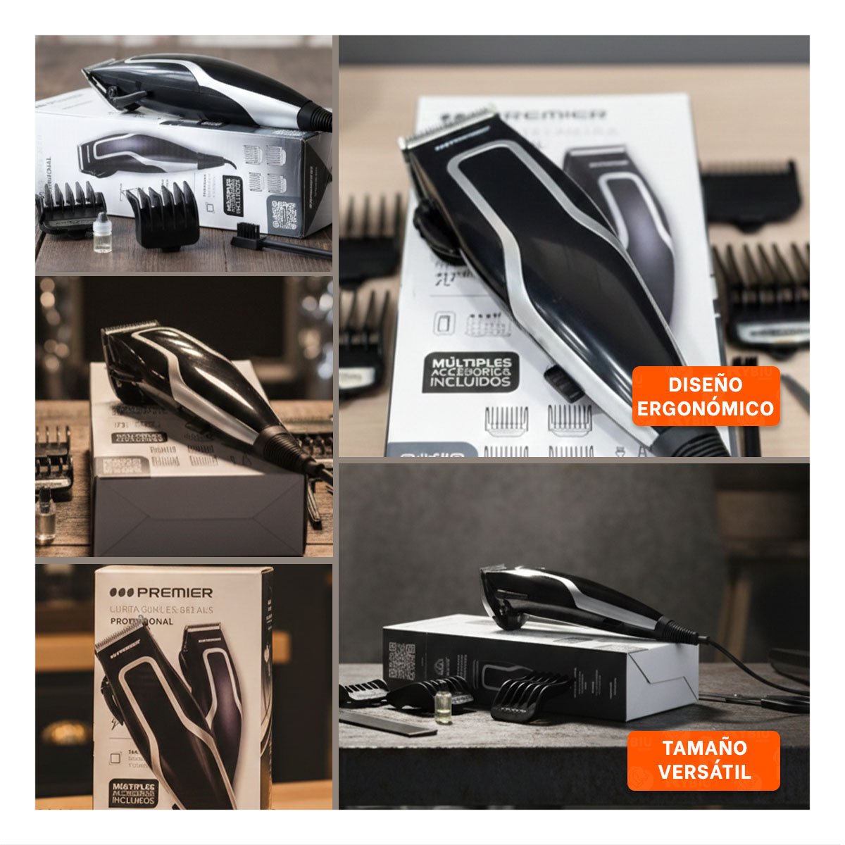 PACK6 MAQUINA CORTAR CABELLO PREMIER NEGRA PARA ESTILO PERSONAL EN CASA Y+PAPEL REGALO - 3