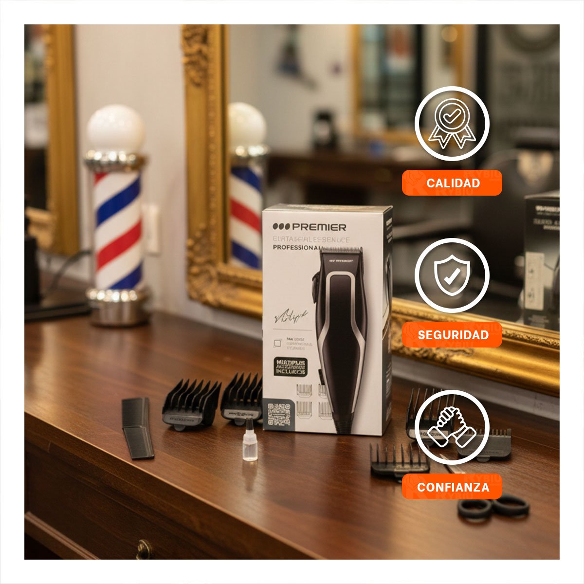 AFEITADORA CABELLO PREMIER NEGRA PARA USO DIARIO EN HOGAR Y+LIGAS REGALO - 2