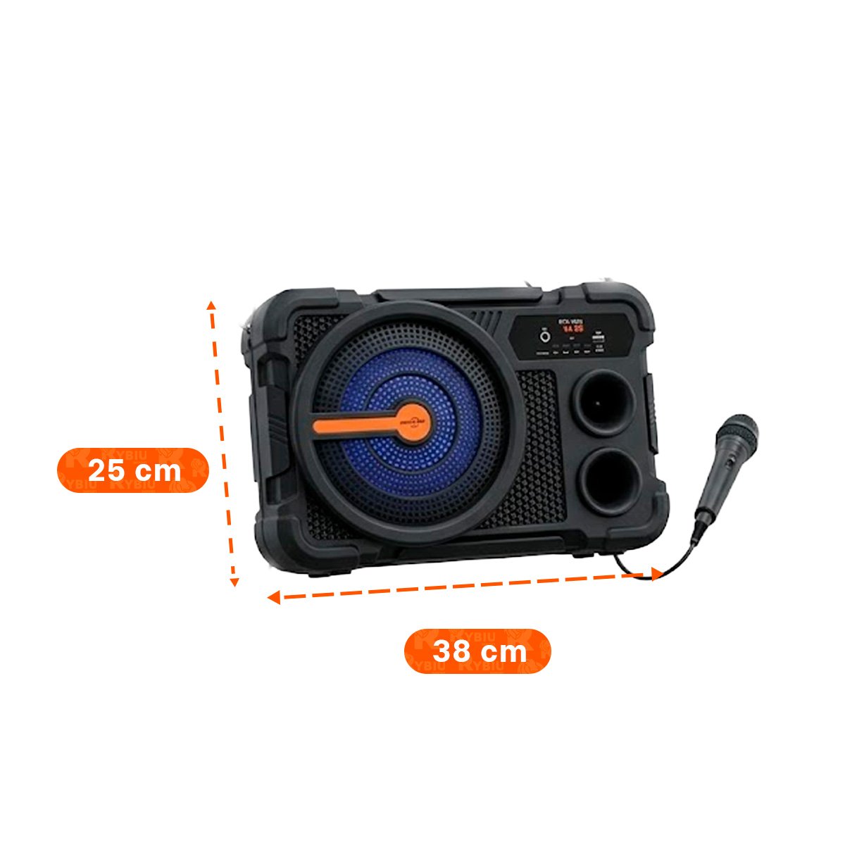 PACK2 PARLANTE 8 PULG NEGRO CON MICROFONO BLUETOOTH COMPACTO AUDIO PARA FIESTA Y+PAPEL REGALO - 4