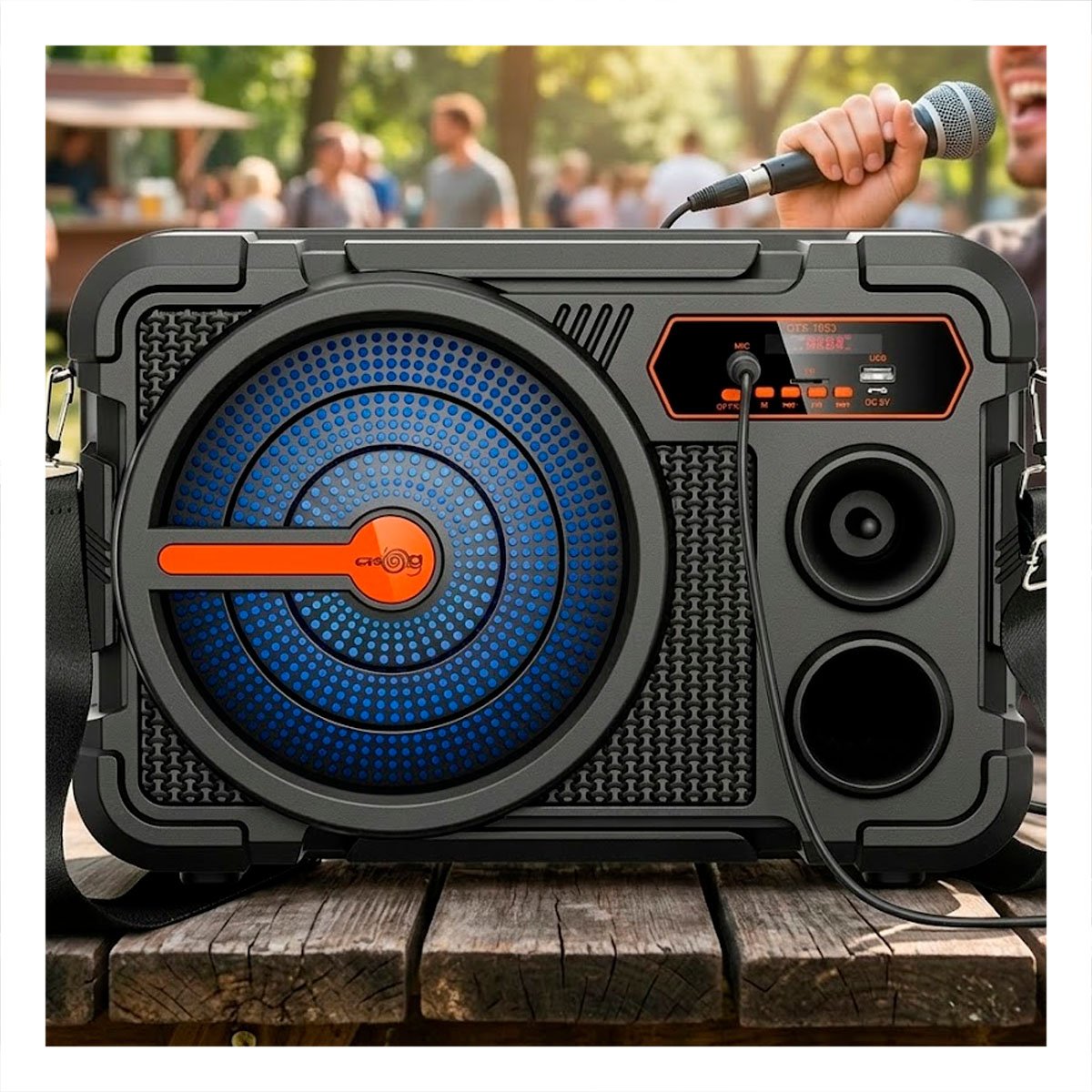 SISTEMA AUDIO 8 PULG NEGRO CON MICROFONO BLUETOOTH RECARGABLE AUDIO PARA MUSICA - 1