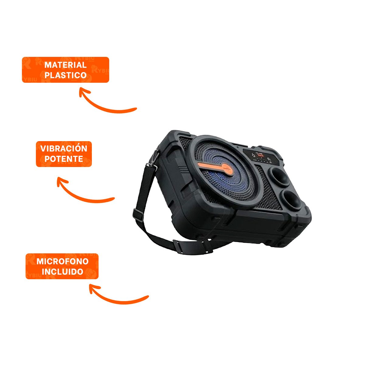 SISTEMA AUDIO 8 PULG NEGRO CON MICROFONO BLUETOOTH RECARGABLE AUDIO PARA MUSICA - 3