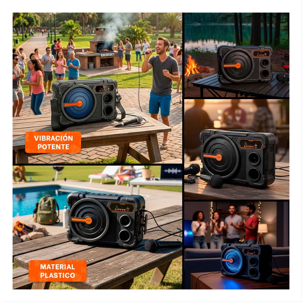 SISTEMA AUDIO 8 PULG NEGRO CON MICROFONO BLUETOOTH RECARGABLE AUDIO PARA MUSICA - 5
