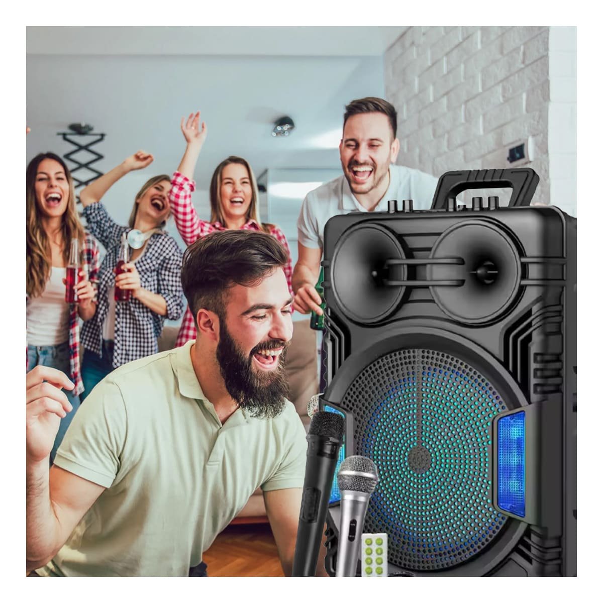 AUDIO PORTATIL PARA PARLANTE RECTANGULAR 12 PULGADAS NEGRO PARA USO DIARIO Y+PAPEL REGALO - 5