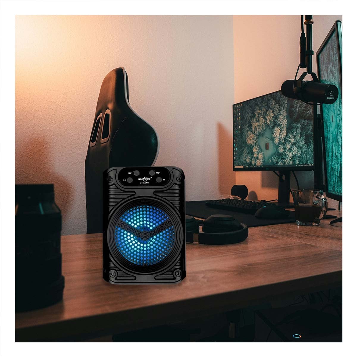AUDIO RECARGABLE PARA PARLANTE 12 PULGADAS NEGRO CON LLANTAS RECTANGULAR Y+REGALO STICKER - 2