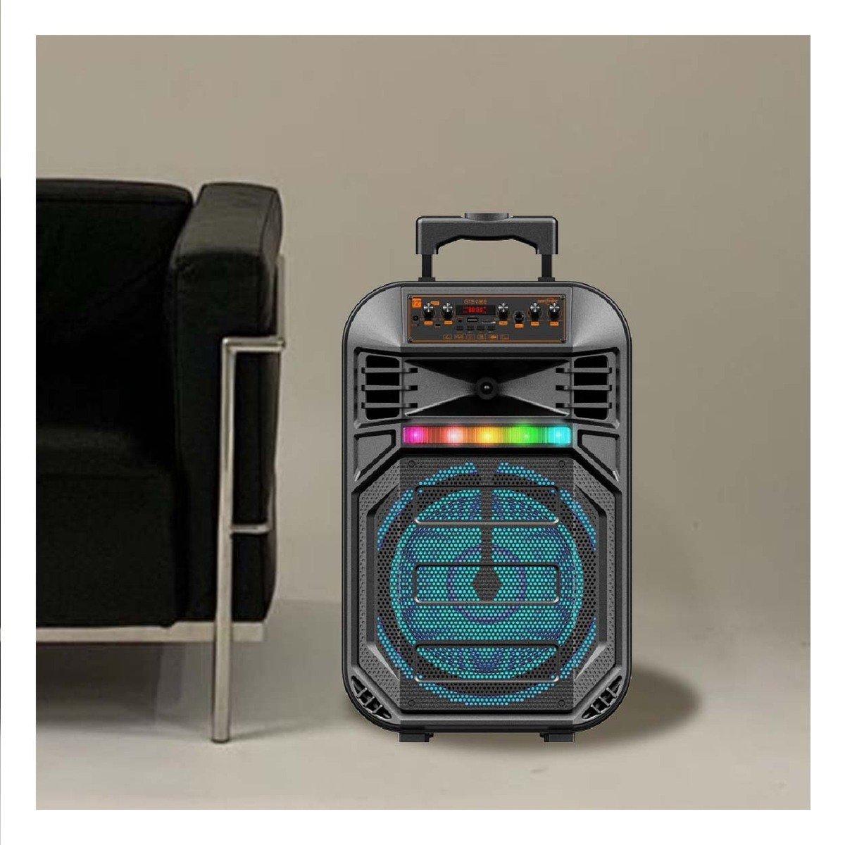 PACK2 COLUMNA RECARGABLE CON PARLANTE 12 PULGADAS NEGRO RECTANGULAR Y+REGALO STICKER - 5