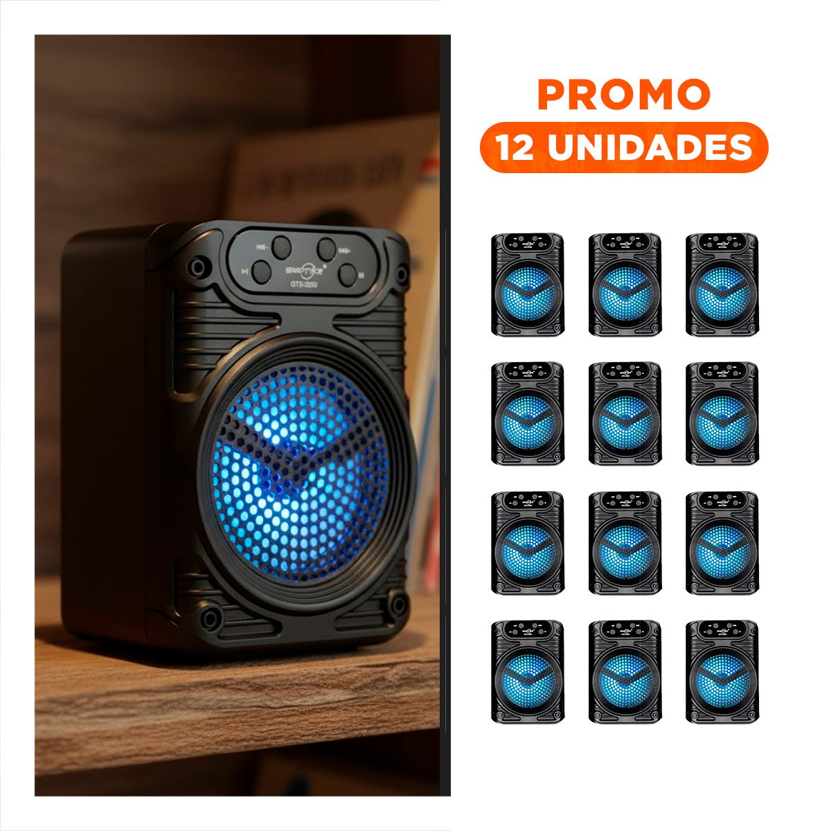 PACK2 COLUMNA RECARGABLE CON PARLANTE 12 PULGADAS NEGRO RECTANGULAR Y+REGALO STICKER - 1