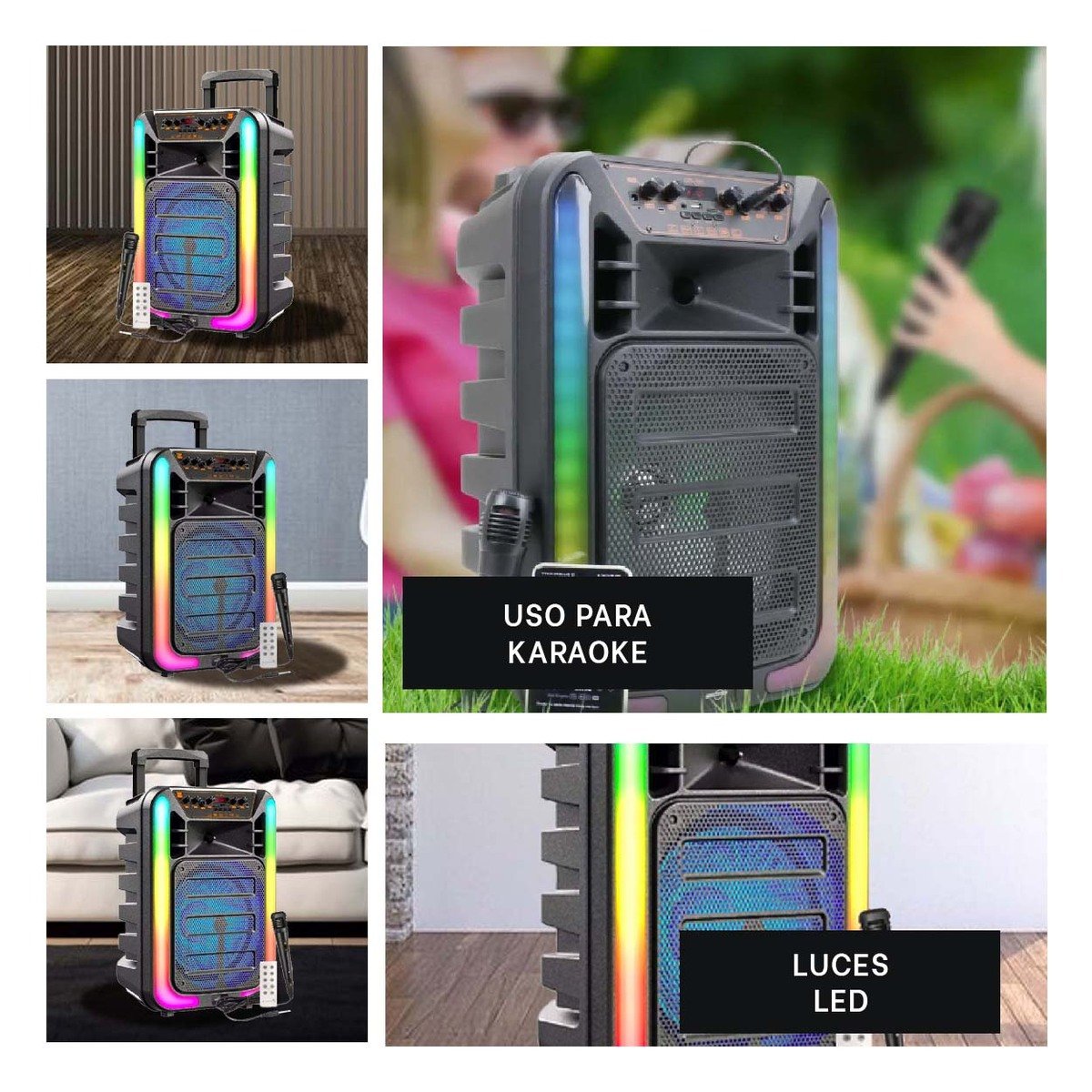 AUDIO CON RUEDAS PARA PARLANTE 12 PULGADAS NEGRO RECTANGULAR PARA EVENTOS Y+LIGAS REGALO - 5
