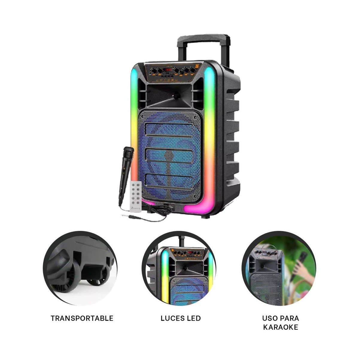 AUDIO PARA PARLANTE 12 PULGADAS NEGRO CON MICROFONO PARA EVENTOS Y REUNIONES RECTANGULAR - 3