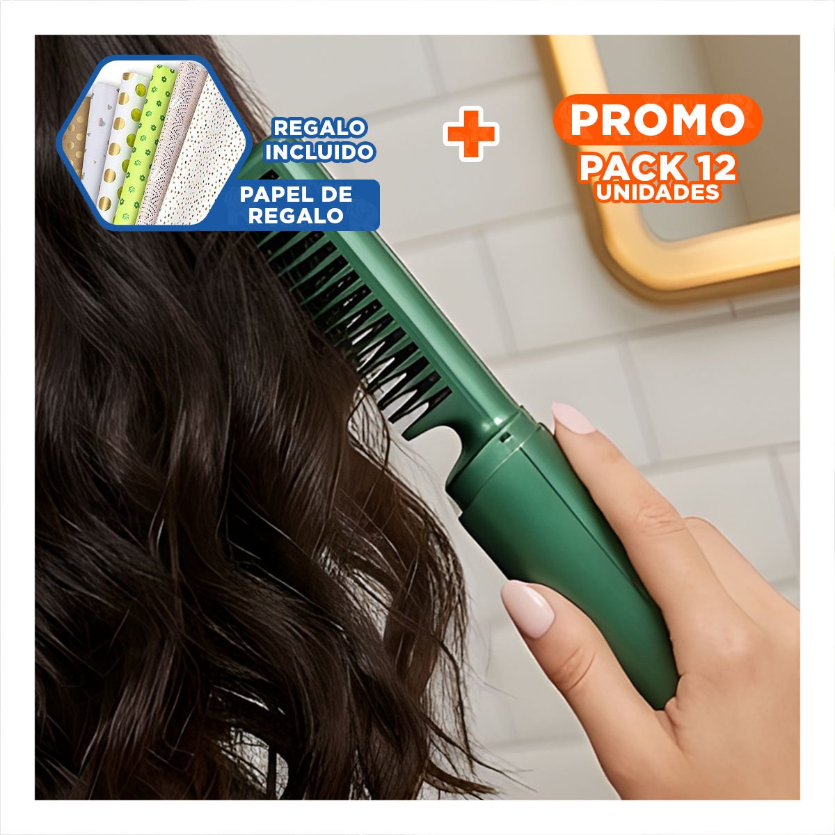 PACK12 MOLDEADOR PEINADOS SUELTOS ROSADO 2 EN 1 INALAMBRICO CABELLO MALEABLE Y+PAPEL REGALO - 1
