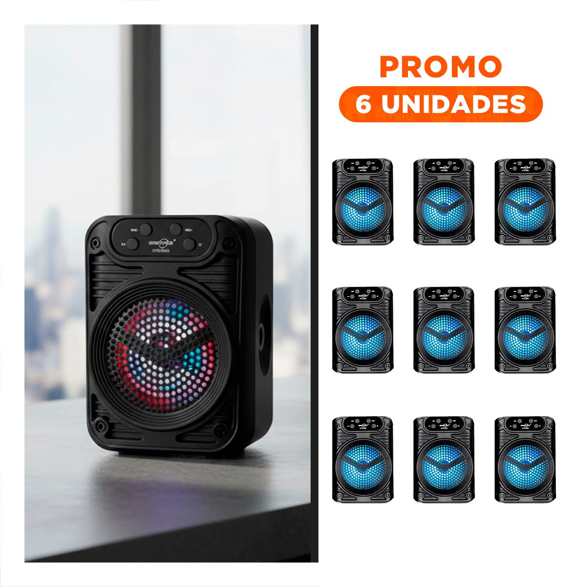 PACK2 COLUMNA RECARGABLE CON PARLANTE 12 PULGADAS NEGRO RECTANGULAR Y+REGALO STICKER - 1