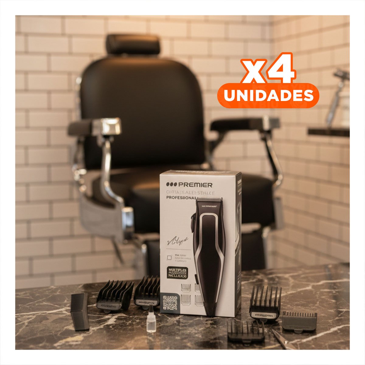 PACK4 AFEITADORA CABELLO PREMIER NEGRA PARA ARREGLO MASCULINO EN CASA - 1