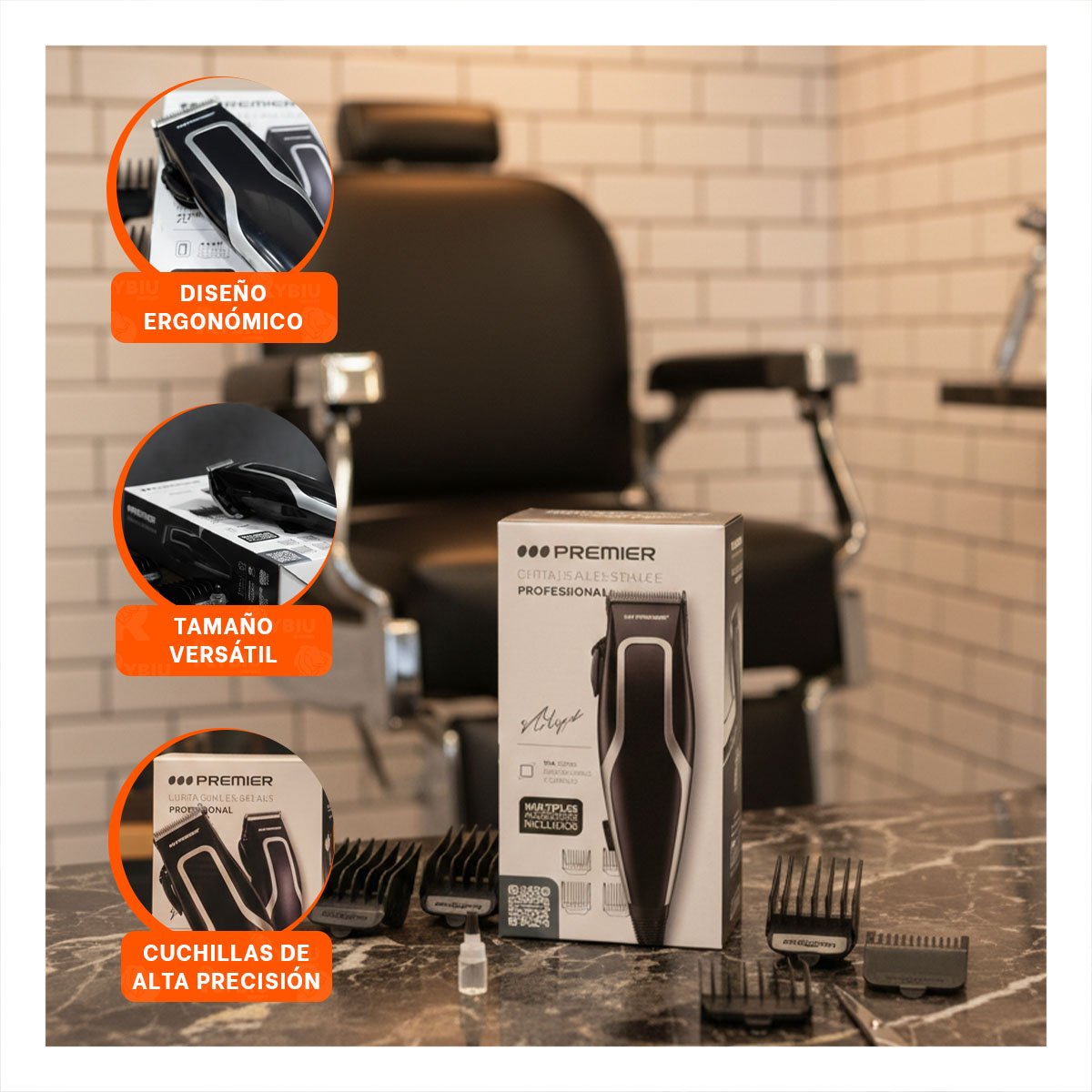 PACK4 AFEITADORA CABELLO PREMIER NEGRA PARA ARREGLO MASCULINO EN CASA - 5