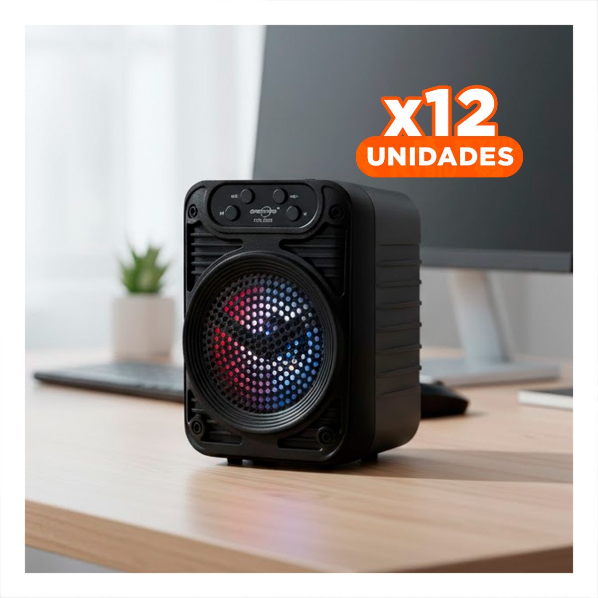 PACK2 COLUMNA RECARGABLE CON PARLANTE 12 PULGADAS NEGRO RECTANGULAR Y+REGALO STICKER - 1