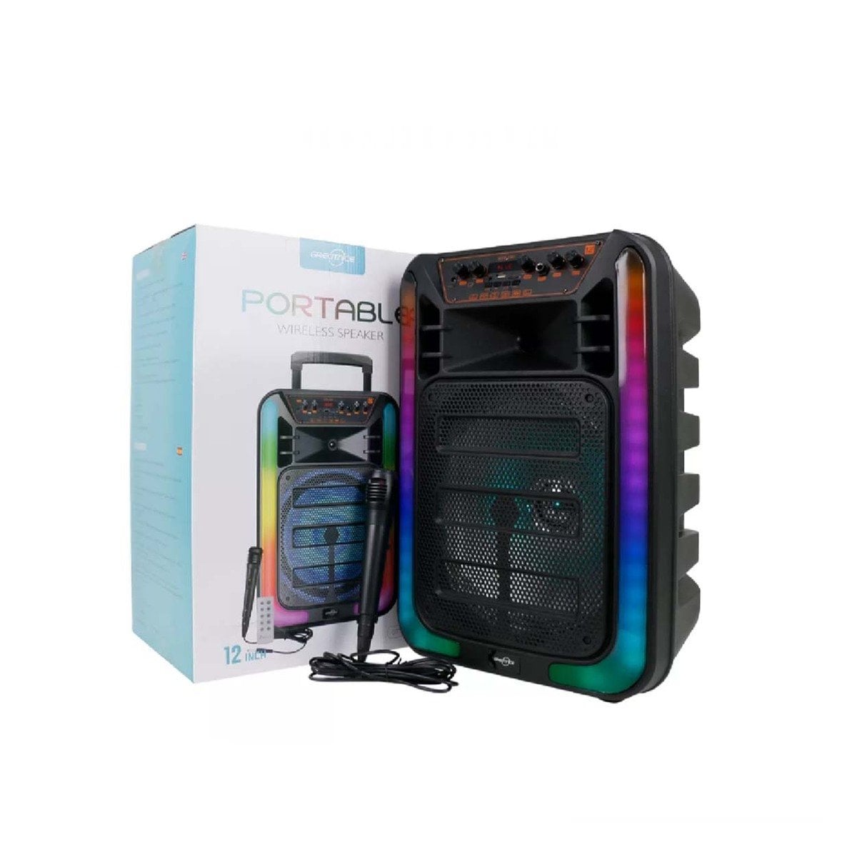 PACK2 COLUMNA RECARGABLE CON PARLANTE 12 PULGADAS NEGRO RECTANGULAR Y+REGALO STICKER - 2