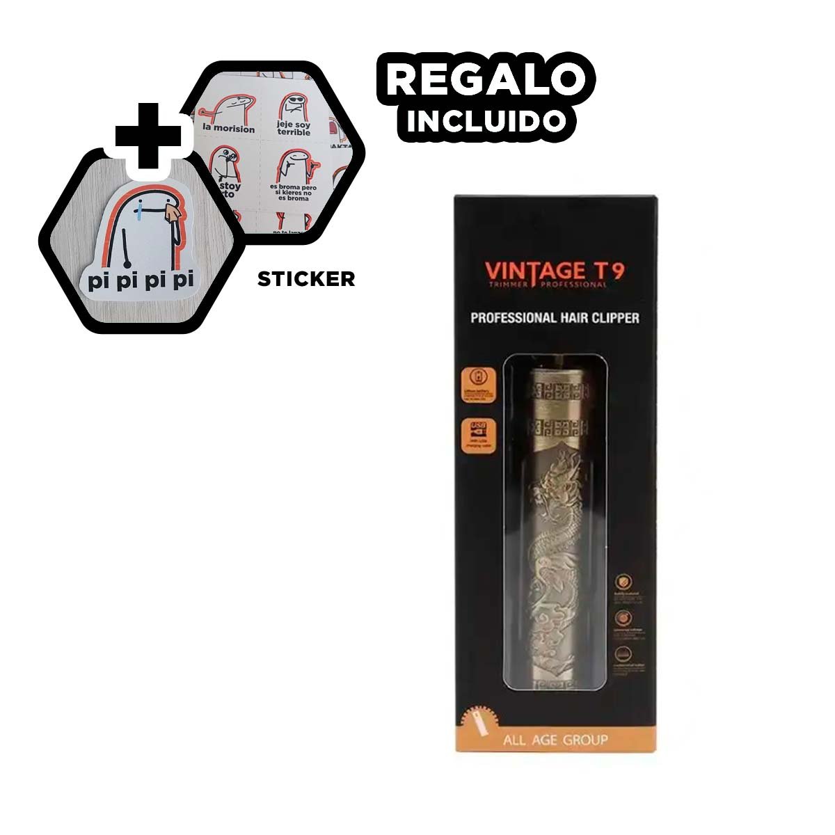 RECORTADORA CABELLO NEGRO DORADO CON CUCHILLA FINA PARA PERFILADO PRECISO Y+REGALO STICKER - 1