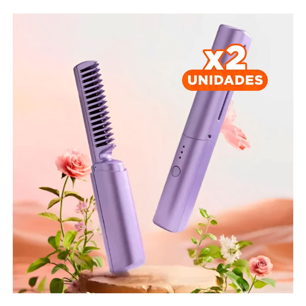 PACK2 ESTILIZADOR CABELLO SUAVE 2 EN 1 ROSADO INALAMBRICO PARA PEINADOS Y+REGALO STICKER - 1
