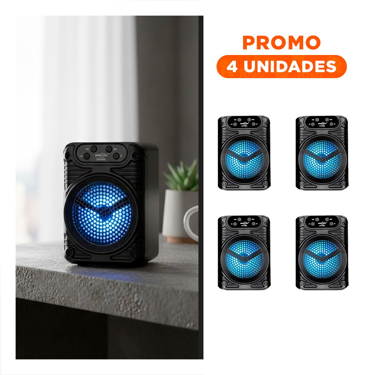 PACK2 COLUMNA RECARGABLE CON PARLANTE 12 PULGADAS NEGRO RECTANGULAR Y+REGALO STICKER - 1