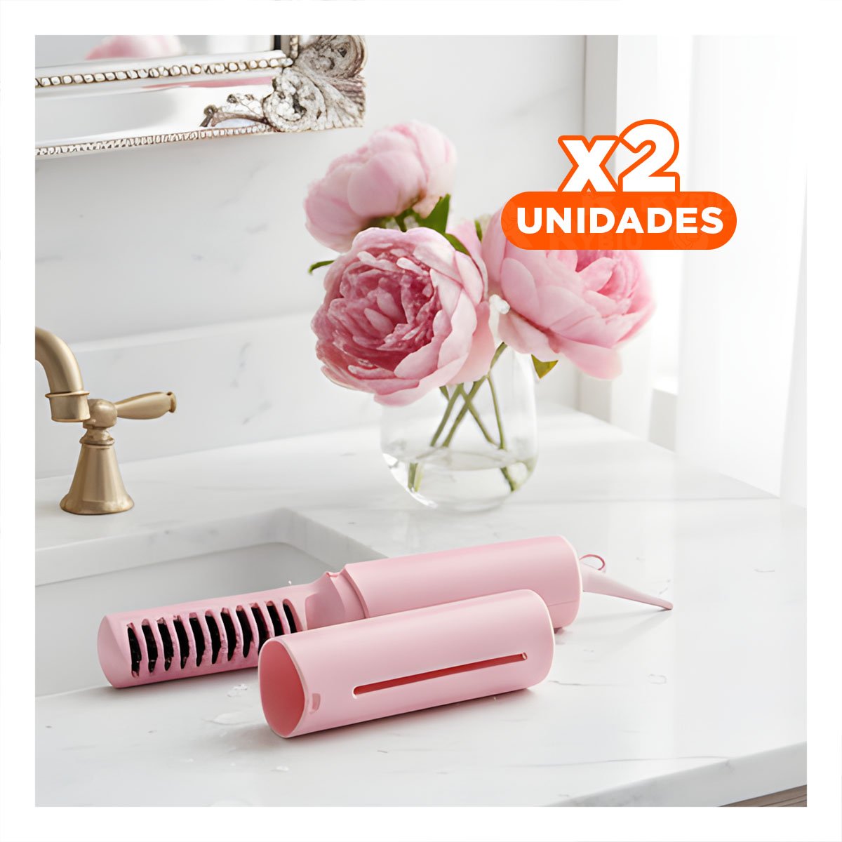 PACK2 ESTILIZADOR CABELLO SUAVE 2 EN 1 ROSADO INALAMBRICO PARA PEINADOS Y+REGALO STICKER - 1