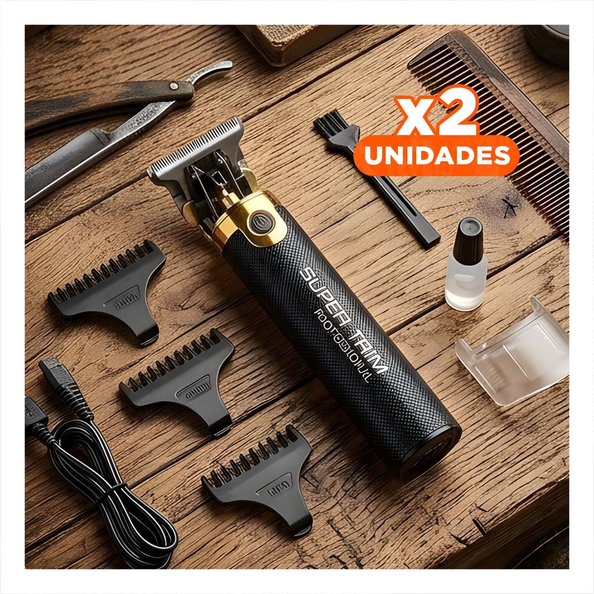 PACK2 AFEITADORA PROFESIONAL CABELLO NEGRO Y DORADO CON CORTE FIRME Y DETALLE Y+REGALO STICKER - 1