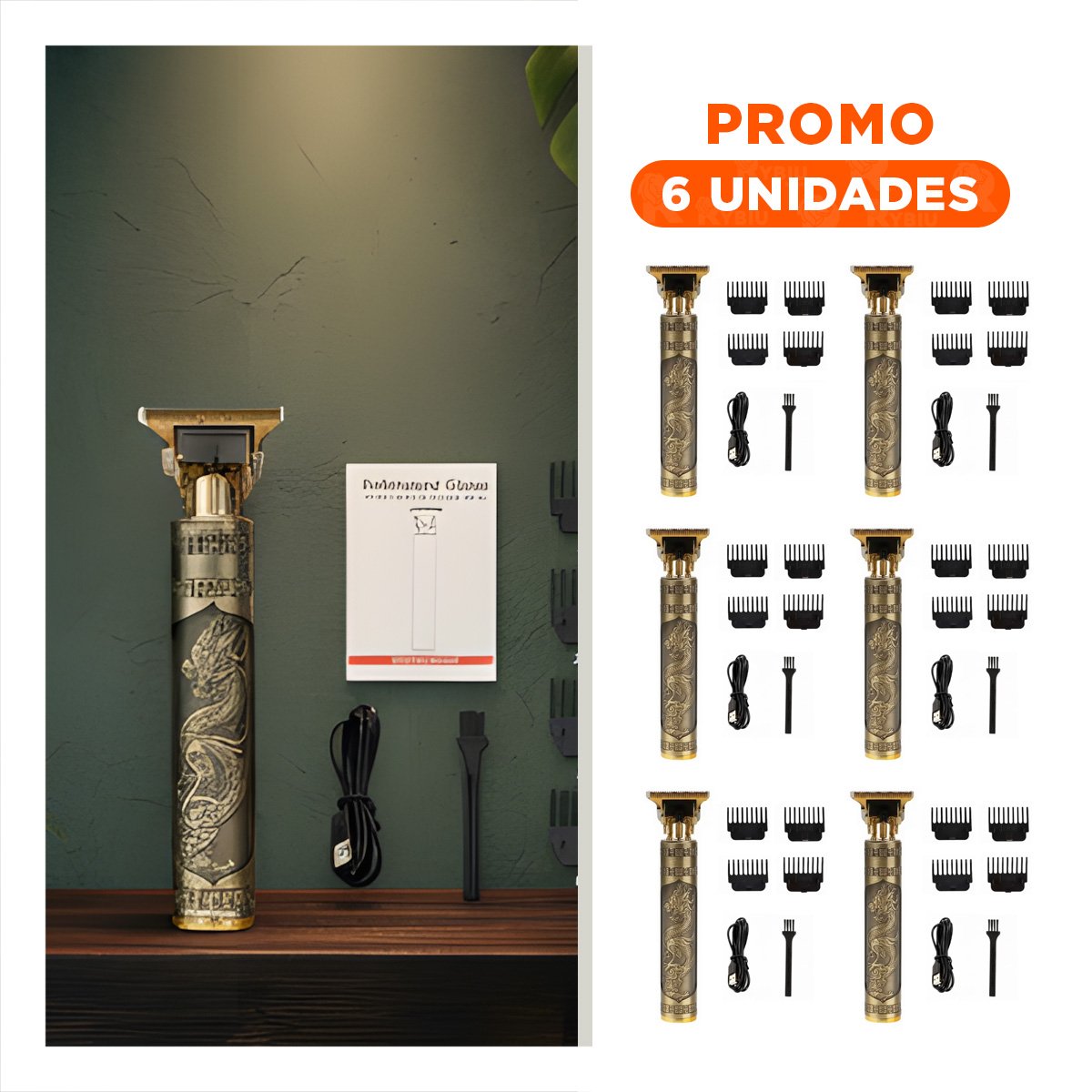 PACK4 TRIMMER NEGRO Y DORADO PARA CABELLO CON CORTE DEFINIDO Y PERFILADO FINO Y+REGALO STICKER - 1