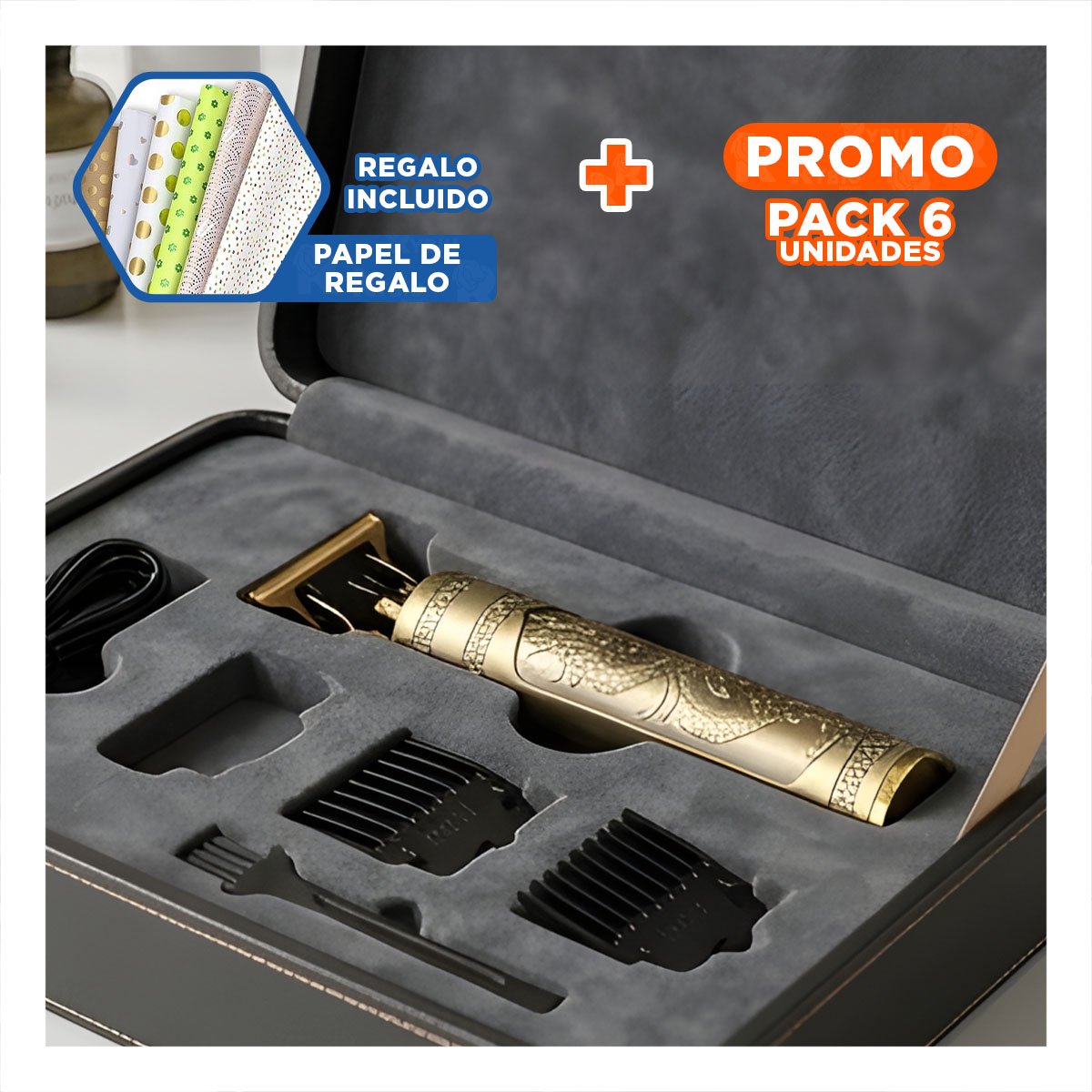 PACK4 TRIMMER NEGRO Y DORADO PARA CABELLO CON CORTE DEFINIDO Y PERFILADO FINO Y+REGALO STICKER - 1