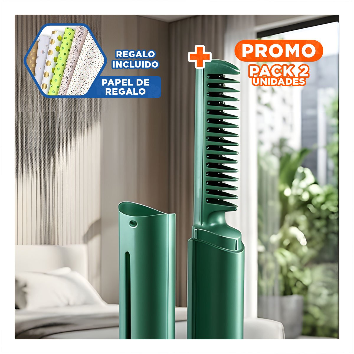PACK2 ESTILIZADOR PEINADOS COMPACTOS ROSADO 2 EN 1 INALAMBRICO PARA CABELLO Y+PAPEL REGALO - 1