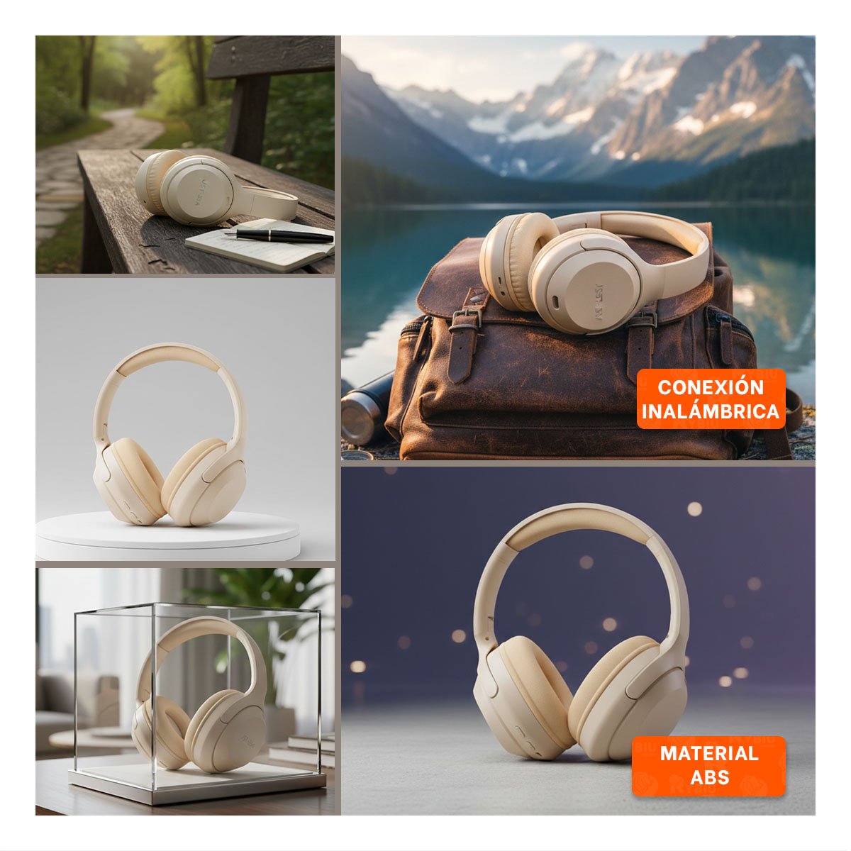 PACK6 AURICULAR WIRELESS CAQUI BLUETOOTH PORTATIL SONIDO CLARO PARA MOVIL Y+PAPEL REGALO - 3