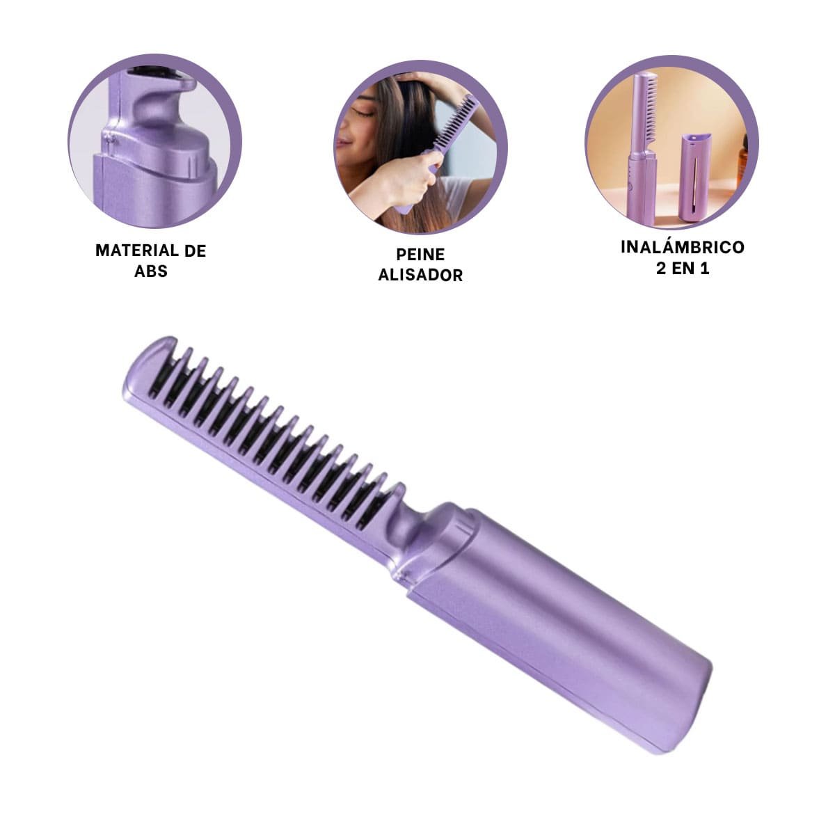 CEPILLO ALISADOR ROSADO INALAMBRICO 2 EN 1 PARA CABELLO GRUESO Y FACIL - 3