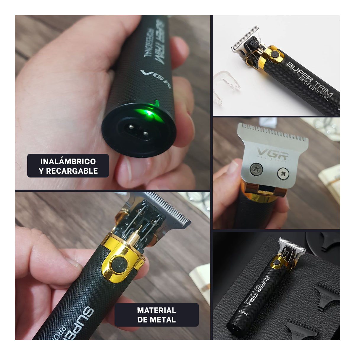 RECORTADORA PROFESIONAL CABELLO NEGRO Y DORADO CON CORTE FIRME Y DETALLE Y+LIGAS REGALO - 5