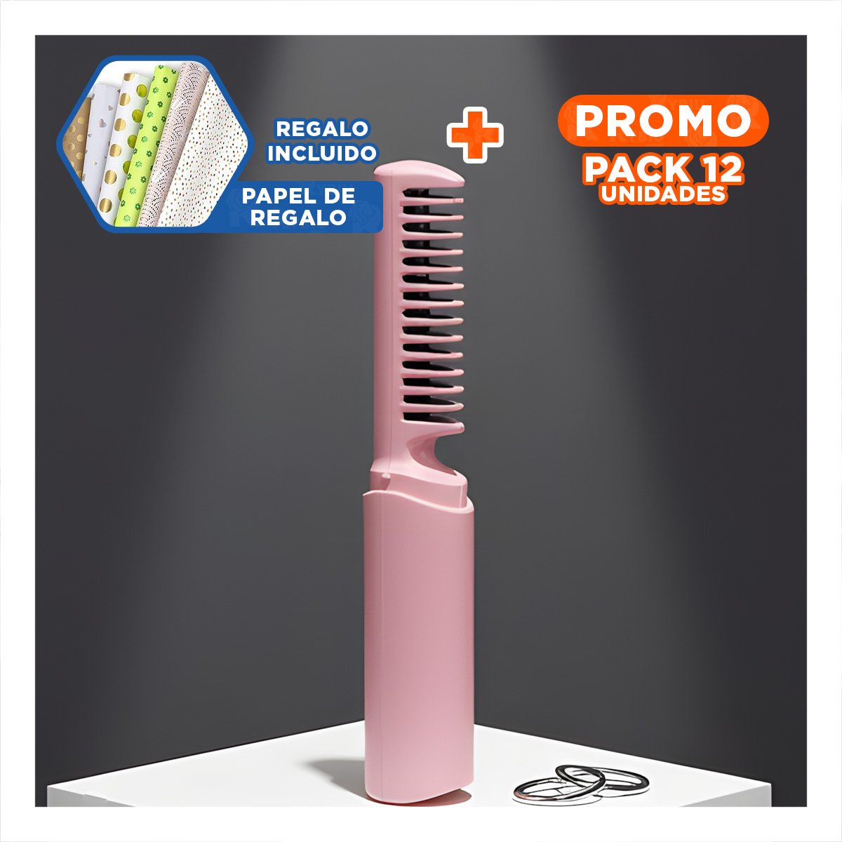 PACK12 MOLDEADOR PEINADOS SUELTOS ROSADO 2 EN 1 INALAMBRICO CABELLO MALEABLE Y+PAPEL REGALO - 1