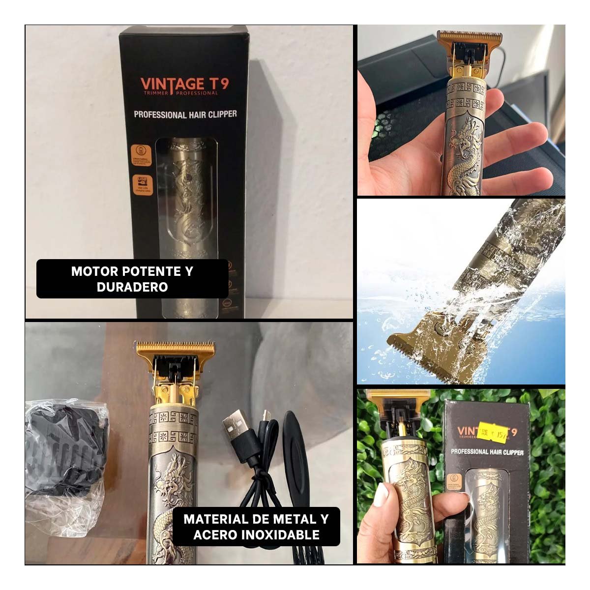 RECORTADORA CABELLO NEGRO Y DORADO CON CUCHILLA PRECISA PARA CORTE DETALLADO - 5