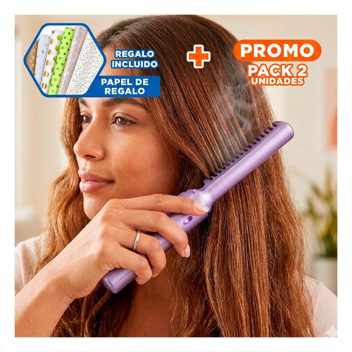 PACK2 ESTILIZADOR PEINADOS COMPACTOS ROSADO 2 EN 1 INALAMBRICO PARA CABELLO Y+PAPEL REGALO - 1