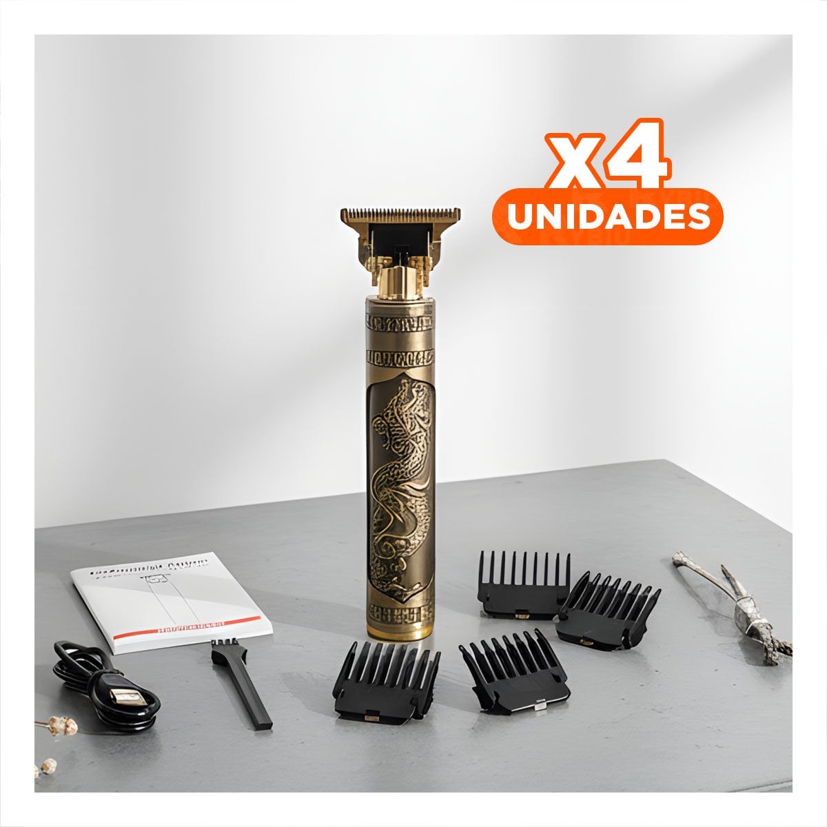 PACK4 AFEITADORA CABELLO NEGRO DORADO CON CORTE PRECISO PARA ESTILO Y PERFILADO - 1