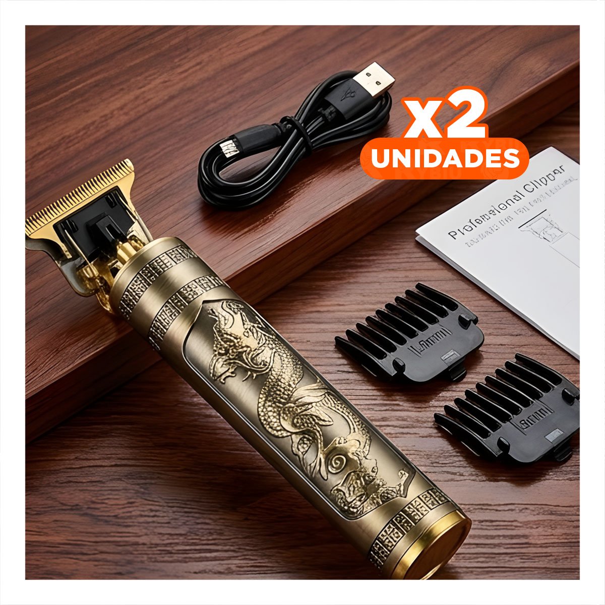 PACK2 AFEITADORA PROFESIONAL CABELLO NEGRO Y DORADO CON CORTE FIRME Y DETALLE Y+REGALO STICKER - 1