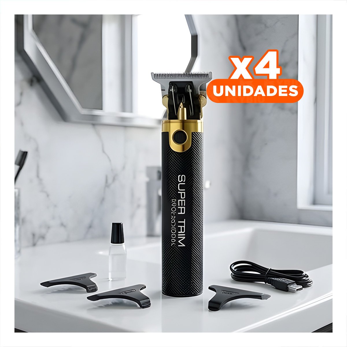 PACK4 AFEITADORA CABELLO NEGRO DORADO CON CORTE PRECISO PARA ESTILO Y PERFILADO - 1