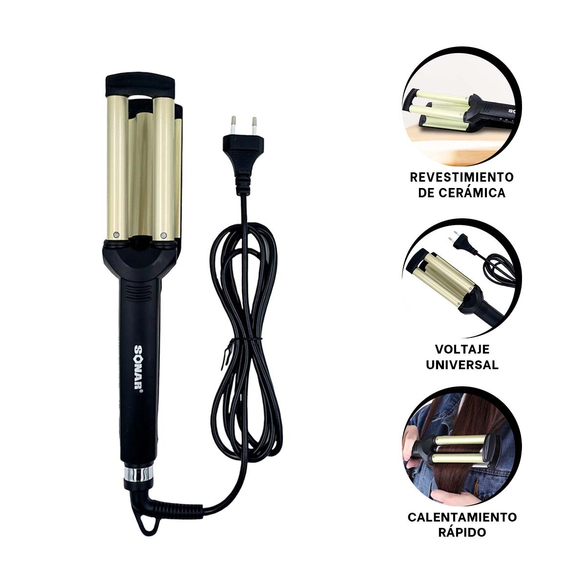 RECORTADORA CABELLO NEGRO Y DORADO CON CUCHILLA PRECISA PARA CORTE DETALLADO - 3