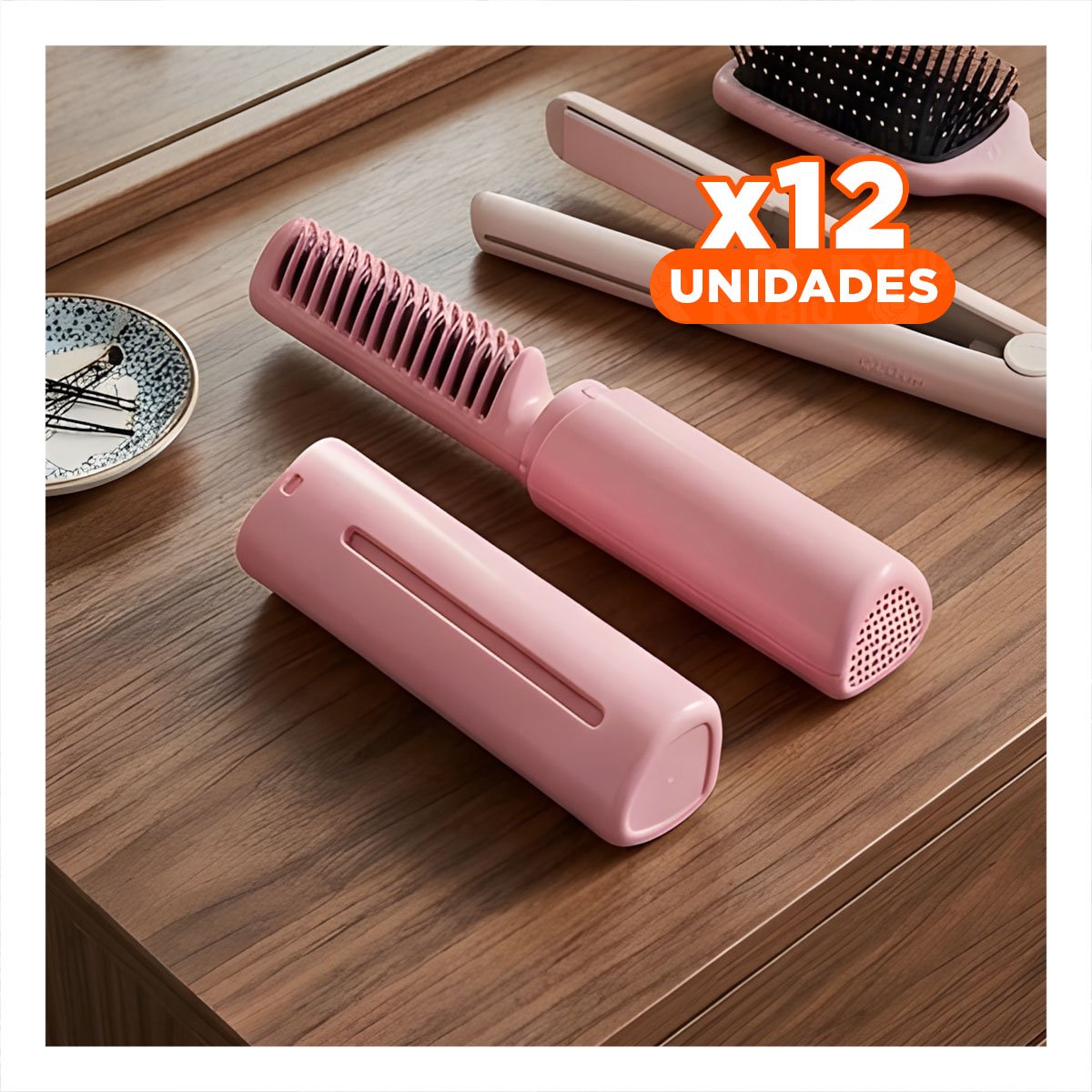 PACK12 MOLDEADOR USO DIARIO 2 EN 1 ROSADO INALAMBRICO PARA PEINADOS UNIFORMES - 1