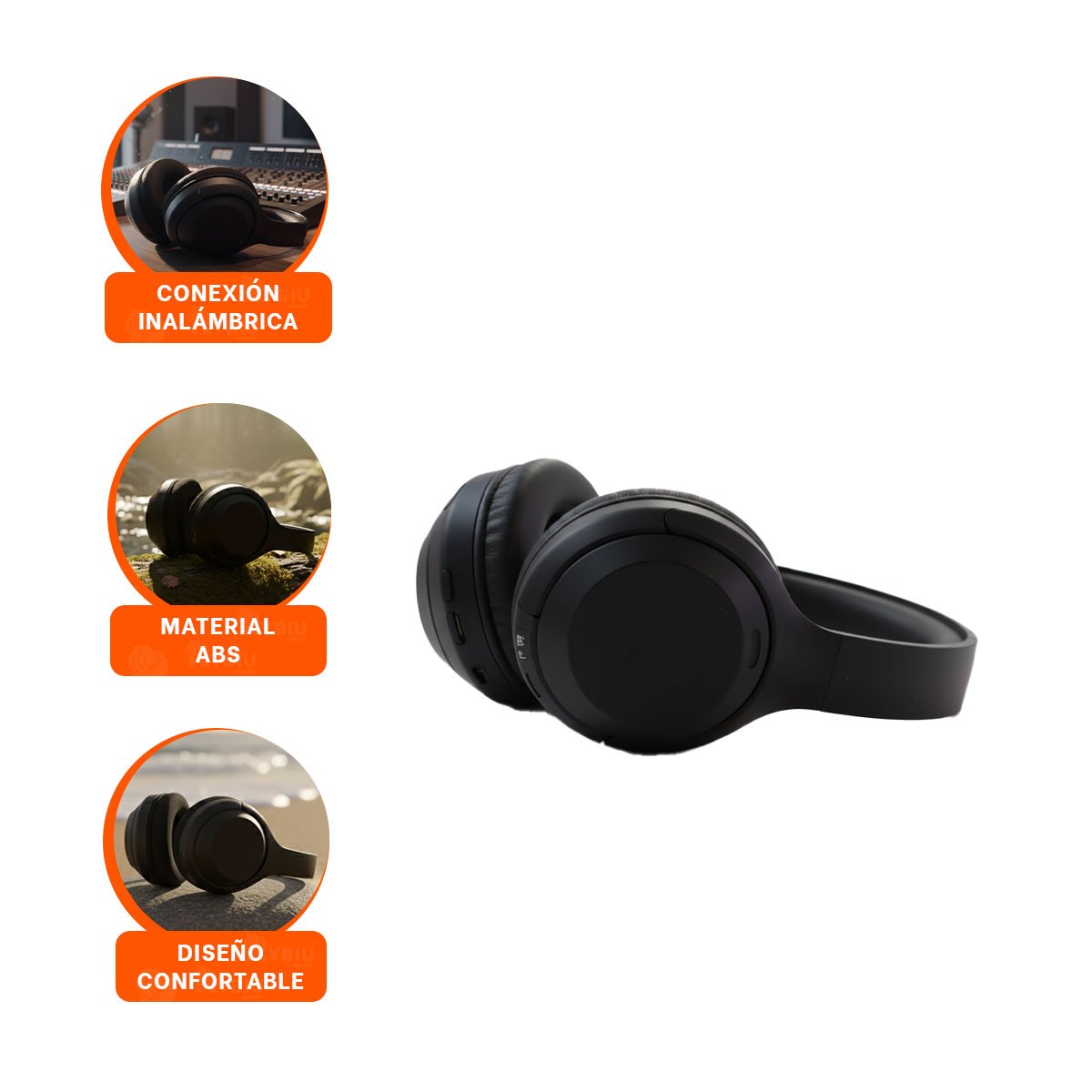 AUDIFONOS WIRELESS NEGRO BLUETOOTH PORTATIL AUDIO CLARO PARA MOVIL - 3