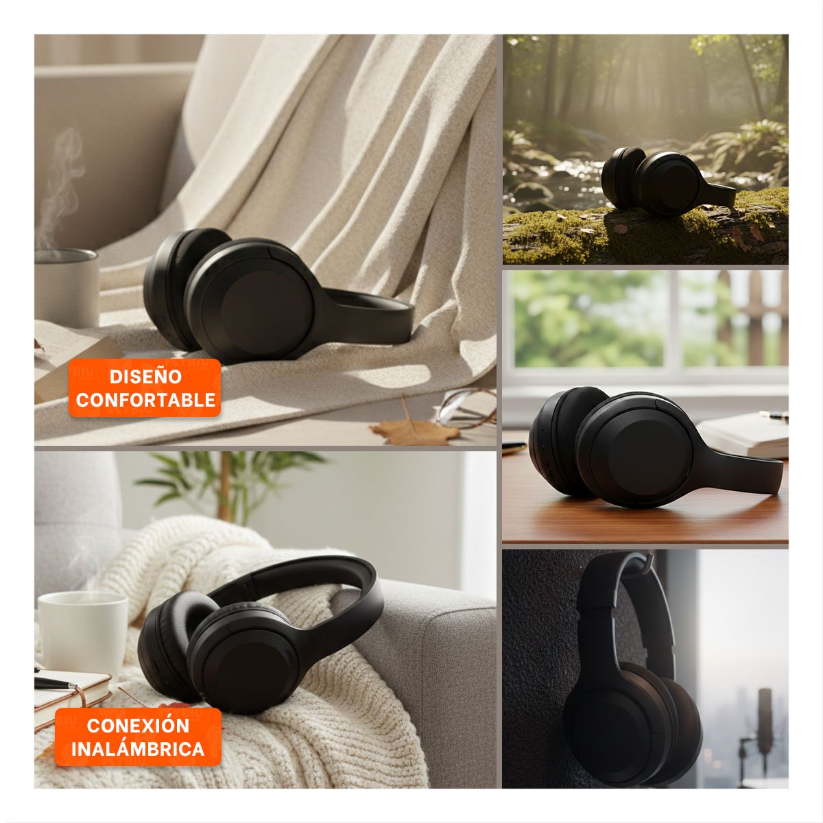 AUDIFONOS WIRELESS NEGRO BLUETOOTH PORTATIL AUDIO CLARO PARA MOVIL - 5
