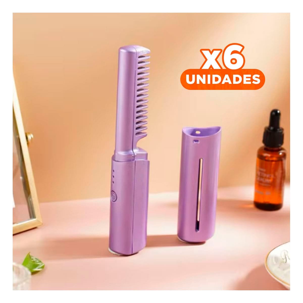 PACK6 MOLDEADOR ROSADO 2 EN 1 INALAMBRICO PARA CABELLO LIGERO Y PEINADOS Y+REGALO STICKER - 1